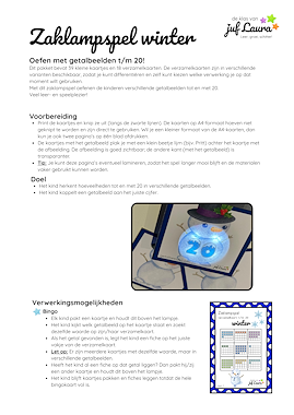 Lesmateriaal Winter - Zaklampspel - Getalbeelden t/m 20 van auteur De klas van juf Laura slide 4