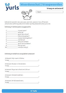 Lesmateriaal Vraagwoorden van auteur Yurls slide 3
