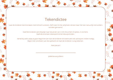 Lesmateriaal Herfst: tekendictee, teken wat je hoort van auteur Deklasvanjufdemi