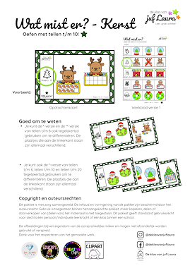 Lesmateriaal Kerst - Wat mist er? - Tellen t/m 10 (*-versie) van auteur De klas van juf Laura slide 4