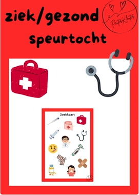 Lesmateriaal Ziek / Gezond / Beter worden - Speurtocht van auteur PeuterKleuter