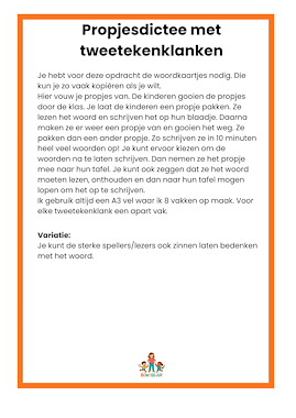 Lesmateriaal Propjesdictee tweetekenklanken van auteur de beweegjuf slide 2