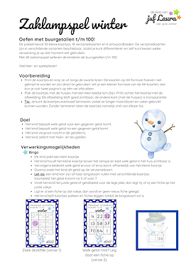 Lesmateriaal Winter - Zaklampspel - Buurgetallen t/m 100 van auteur De klas van juf Laura slide 4