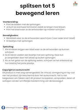 Lesmateriaal Speurtocht splitsen tot 5 bewegend leren van auteur de beweegjuf slide 3