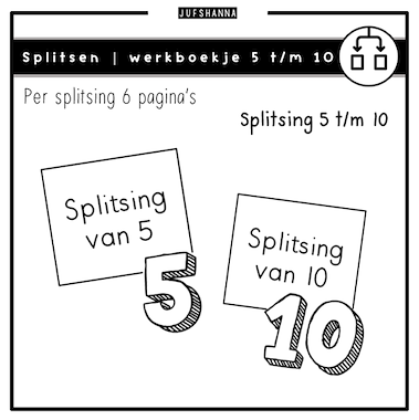 Lesmateriaal Splitsen | Werkboekje splitsingen 5 t/m 10 van auteur Juf Shanna