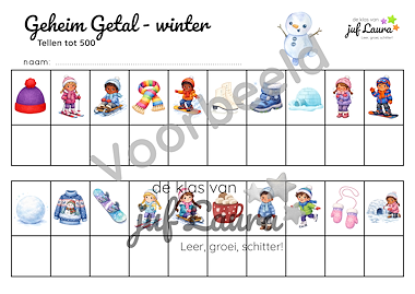 Lesmateriaal Winter - Geheim Getal - Tellen tot 500 van auteur De klas van juf Laura slide 3