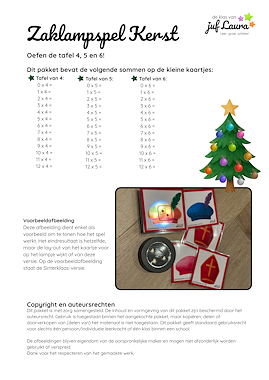 Lesmateriaal Zaklampspel Kerst - tafel 4 t/m 6 van auteur De klas van juf Laura