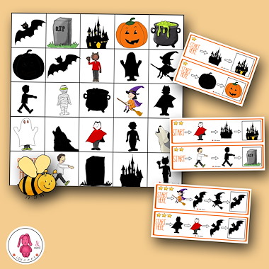 Lesmateriaal Bee Bot mat HALLOWEEN activiteit, combineer schaduw & plaat van auteur LDN Clipart slide 2