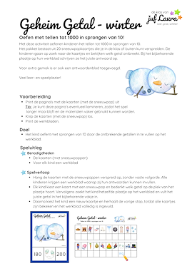 Lesmateriaal Winter - Geheim Getal - Tellen tot 1000 in sprongen van 10 van auteur De klas van juf Laura slide 4