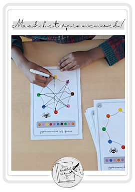 Lesmateriaal Thema herfst: Maak het spinnenweb! van auteur Van krabbel tot krul