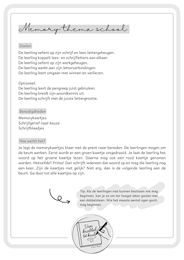 Lesmateriaal Memory met schoolwoorden van auteur Van krabbel tot krul slide 4