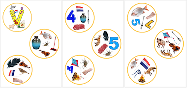 lesmateriaal Dobble - plaatjes met de letter v van auteur Janet Baptist