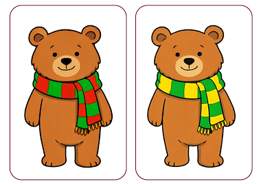 Lesmateriaal Logispel sjaalpret: zoek de beer met de juiste sjaal van auteur CreaLi slide 4