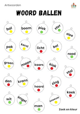 Lesmateriaal Woord ballen Kerst lampje van auteur de beweegjuf slide 2