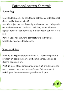 Lesmateriaal Patroonkaarten Kerstmis van auteur Juf Nika slide 2