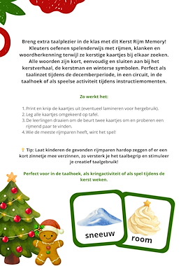 Lesmateriaal Kerst Rijm Memory – Spelend Leren met Woorden van auteur Juf_C slide 2