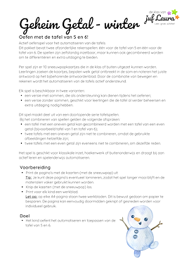 Lesmateriaal Winter - Geheim Getal - Tafel van 5 en 6 van auteur De klas van juf Laura slide 4