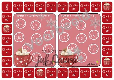 Lesmateriaal Winter - Bundel - Bingospel voor 2 - Tafel van 1 t/m 12 van auteur De klas van juf Laura slide 2