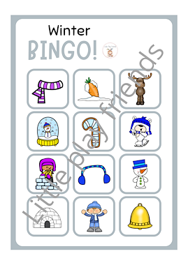 Lesmateriaal Bingo - lotto: thema winter van auteur Little Play Friends slide 3