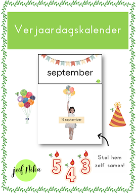 Lesmateriaal Verjaardagskalender van auteur Juf Nika