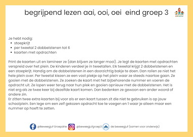 Lesmateriaal Begrijpend lezen aai, ooi, oei bewegend leren van auteur de beweegjuf slide 2