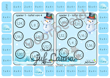 Lesmateriaal Winter - Bingospel voor 2 - Tafel 1 t/m 6 van auteur De klas van juf Laura slide 3