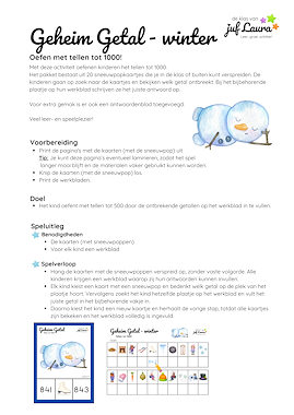 Lesmateriaal Winter - Geheim Getal - Tellen tot 1000 van auteur De klas van juf Laura slide 4