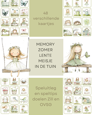 Lesmateriaal Schattige memory - meisje in de tuin - lente en zomer van auteur Little Play Friends