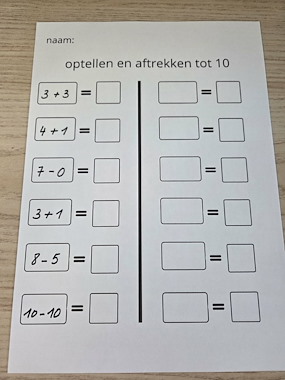 Lesmateriaal Optellen en aftrekken tot 10  van auteur CreabeeS slide 4
