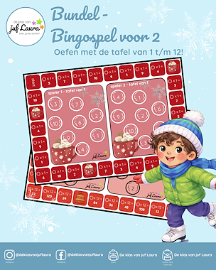 Lesmateriaal Winter - Bundel - Bingospel voor 2 - Tafel van 1 t/m 12 van auteur De klas van juf Laura