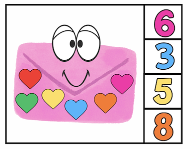 Lesmateriaal Thema Valentijn: Knijpkaarten-hoeveel hartjes? van auteur Juf Katy slide 3