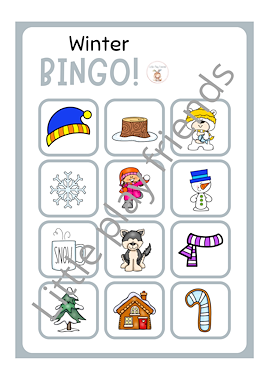 Lesmateriaal Bingo - lotto: thema winter van auteur Little Play Friends slide 4
