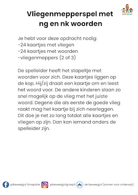 Lesmateriaal Vliegenmepperspel ng/nk woorden van auteur de beweegjuf slide 3