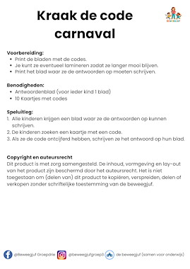 Lesmateriaal Kraak de code carnaval van auteur de beweegjuf slide 3
