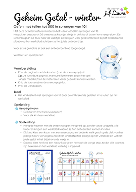 Lesmateriaal Winter - Geheim Getal - Tellen tot 500 in sprongen van 10 van auteur De klas van juf Laura slide 4