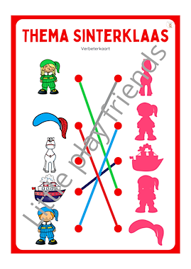 Lesmateriaal Verbind dezelfde figuren met elkaar thema Sinterklaas van auteur Little Play Friends slide 3