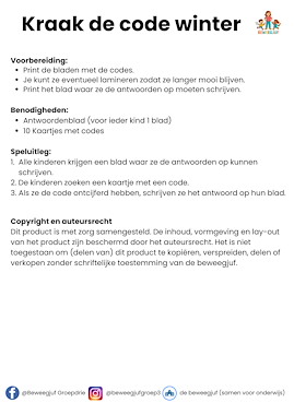 Lesmateriaal Kraak de code winter bewegend leren van auteur de beweegjuf slide 3