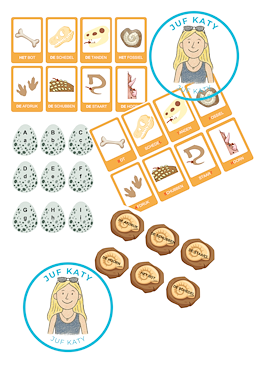 Lesmateriaal Thema dino's : Tuff tray woorden en letters zoeken van auteur Juf Katy slide 2