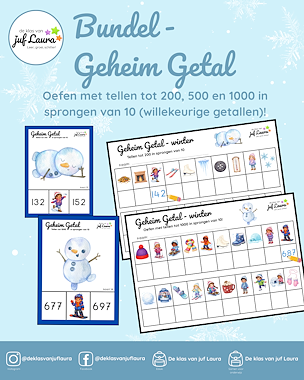 Lesmateriaal Winter - Bundel - Geheim Getal - Sprongen van 10  van auteur De klas van juf Laura
