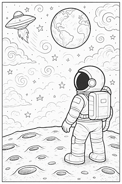 Lesmateriaal Kleurplaat Astronaut op Planeet met UFO – Ruimte Avontuur van auteur Kleurplaat meester