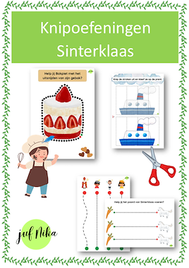 lesmateriaal Knipoefeningen Sinterklaas van auteur Juf Nika