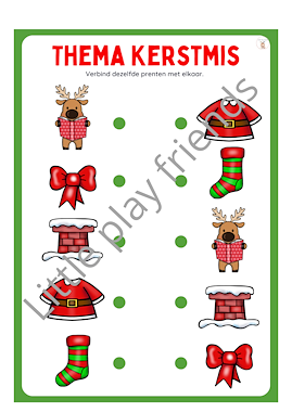 Lesmateriaal Verbind dezelfde figuren met elkaar thema kerstmis van auteur Little Play Friends slide 2