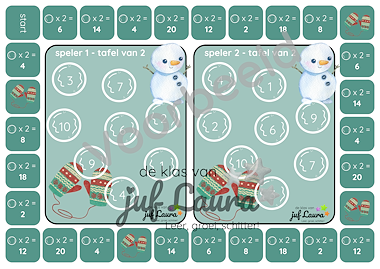 Lesmateriaal Winter - Bingospel voor 2 - Tafel 1 t/m 6 van auteur De klas van juf Laura slide 2