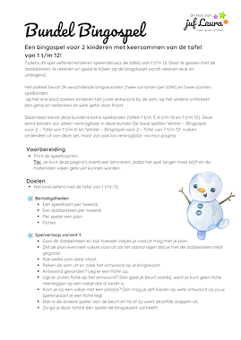 Lesmateriaal Winter - Bundel - Bingospel voor 2 - Tafel van 1 t/m 12 van auteur De klas van juf Laura slide 4