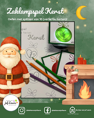 Lesmateriaal Kerst - Zaklampspel - Verliefde harten van auteur De klas van juf Laura