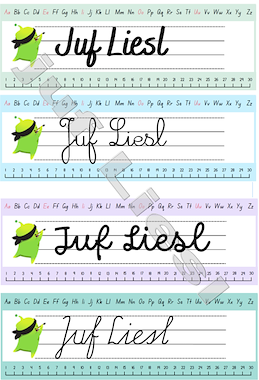 Lesmateriaal Naamkaartjes classdojo met letters en getallenlijn  van auteur De monsterklas van Juf Liesl