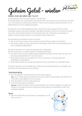 Lesmateriaal Winter - Geheim Getal - Tafel van 1 en 2 van auteur De klas van juf Laura slide 4