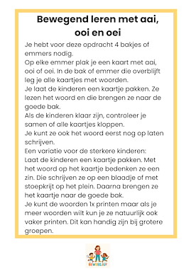 Lesmateriaal Bewegend leren met aai, ooi, oei van auteur de beweegjuf