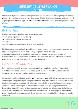 Lesmateriaal Lesbrief bij De lekker lange agent van auteur Juf Bertine slide 2