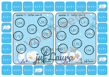 Lesmateriaal Winter - Bundel - Bingospel voor 2 - Tafel van 1 t/m 12 van auteur De klas van juf Laura slide 3